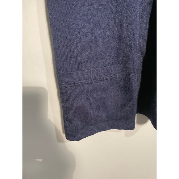 St. John Basics Navy Santana Knit Open Front Cardigan - Picture 4 of 9